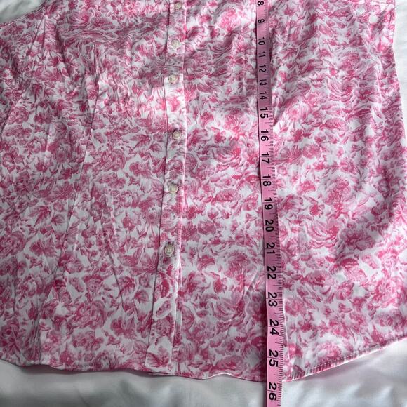 ✨Charter Club Womens 12 Sleeveless Blouse Pink Floral Button Top Work Office - Picture 5 of 6